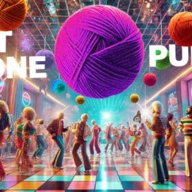 colourful disco with balls of yarn instead of disco balls